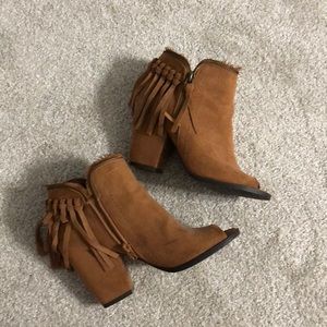 DV Fringe Peep Toe Booties